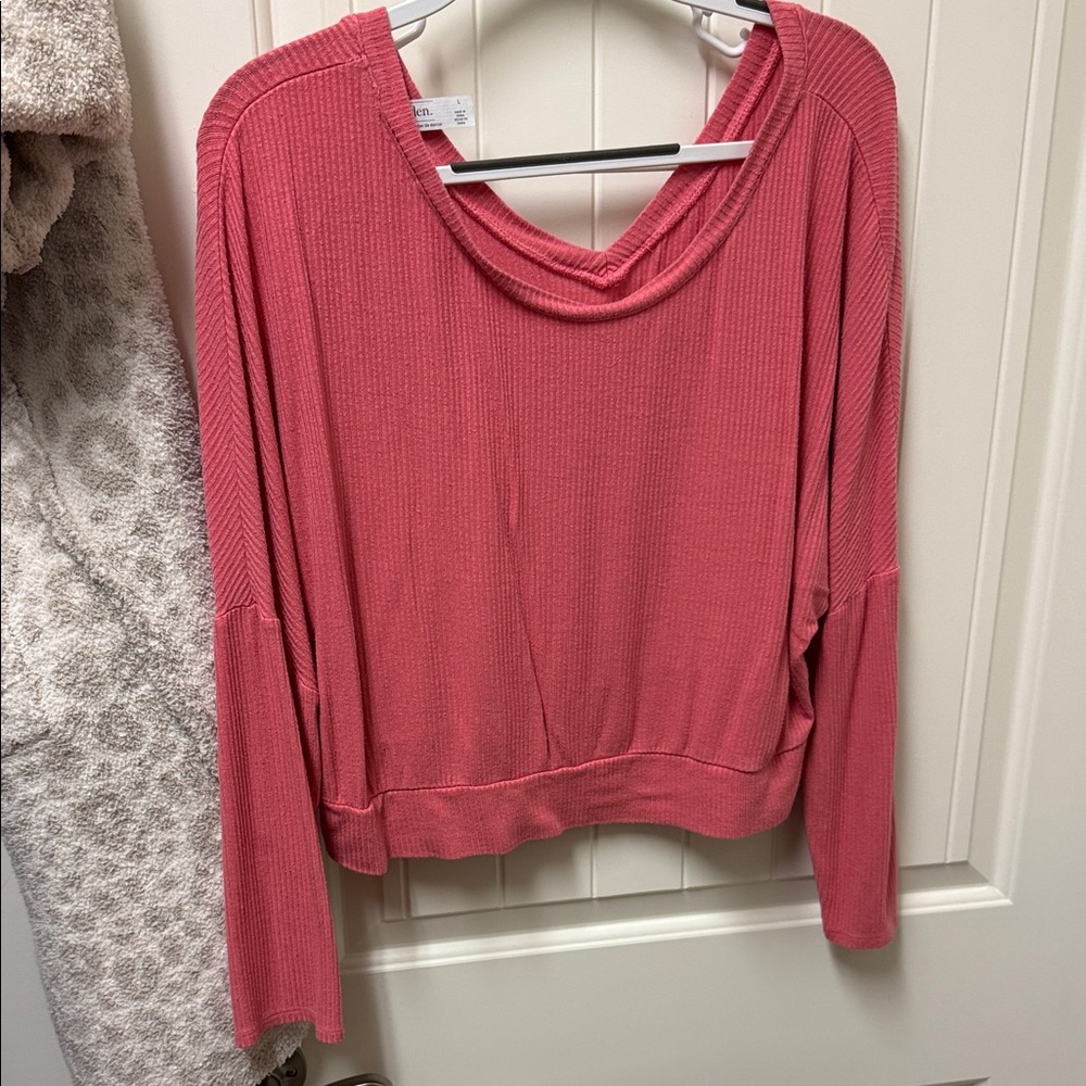 Pink Ribbed Knit Sweater